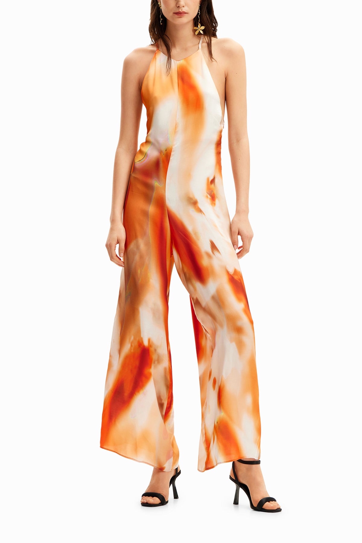 Desigual Abstract Print Halter Jumpsuit