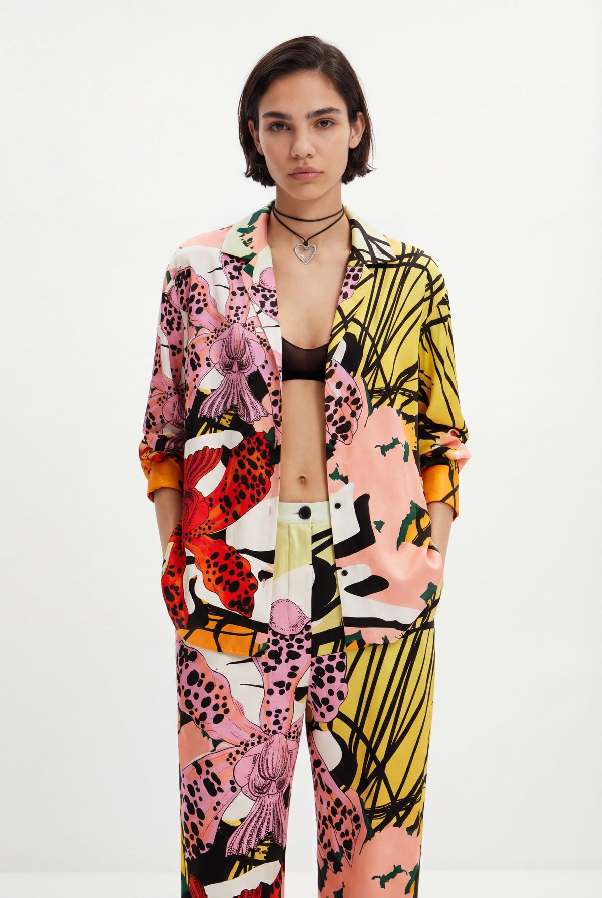 Desigual Silk Orchid Print Trousers