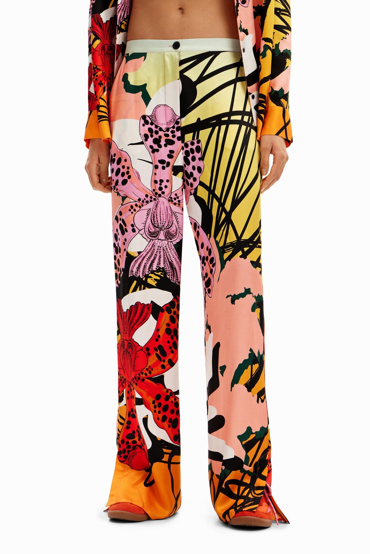 Desigual Silk Orchid Print Trousers