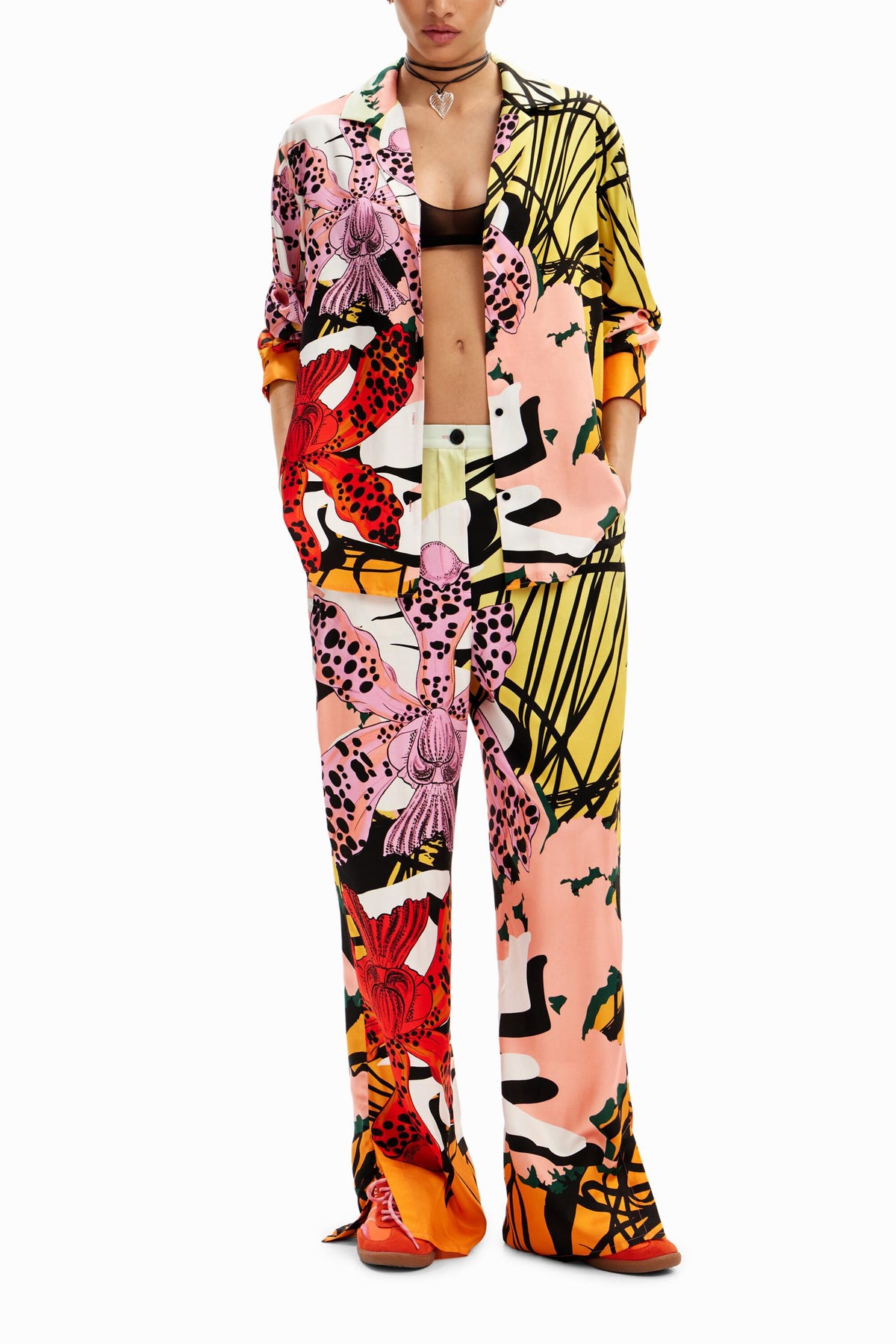 Desigual Silk Orchid Print Trousers