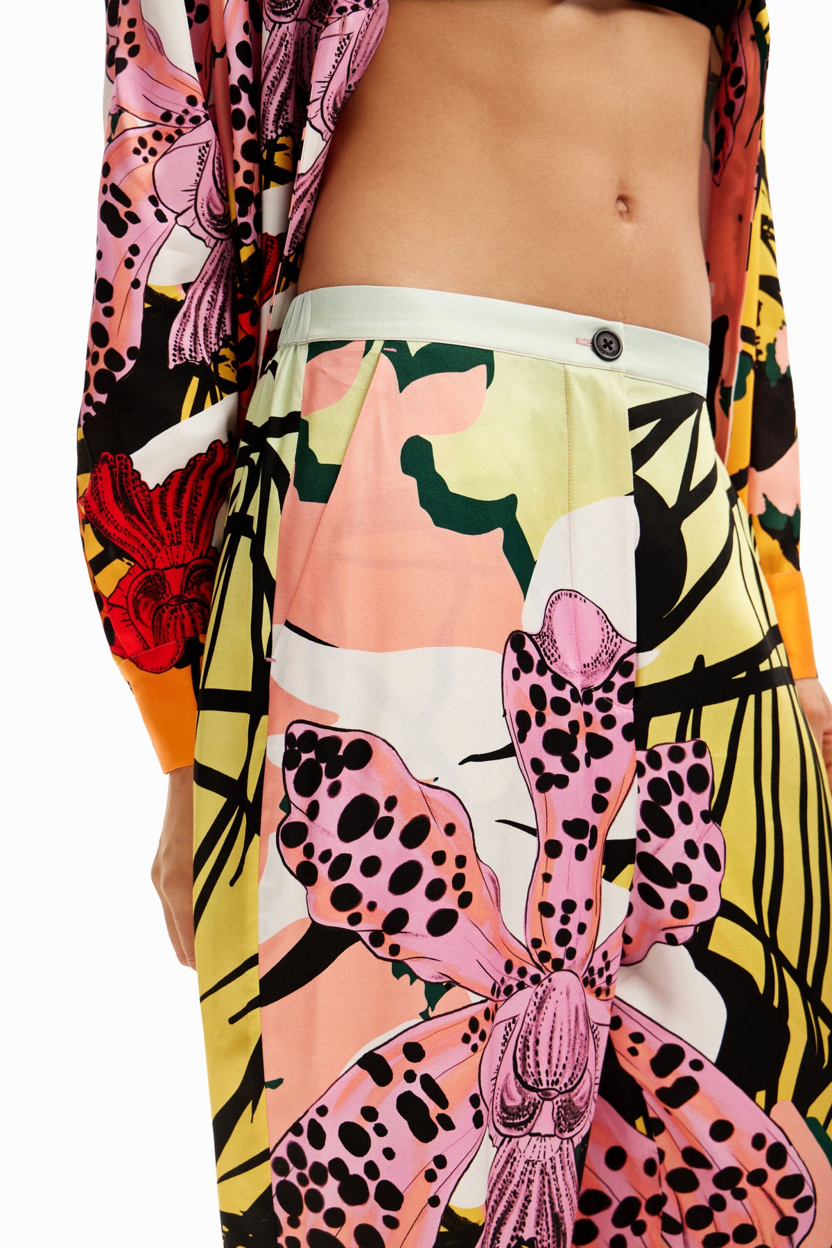 Desigual Silk Orchid Print Trousers