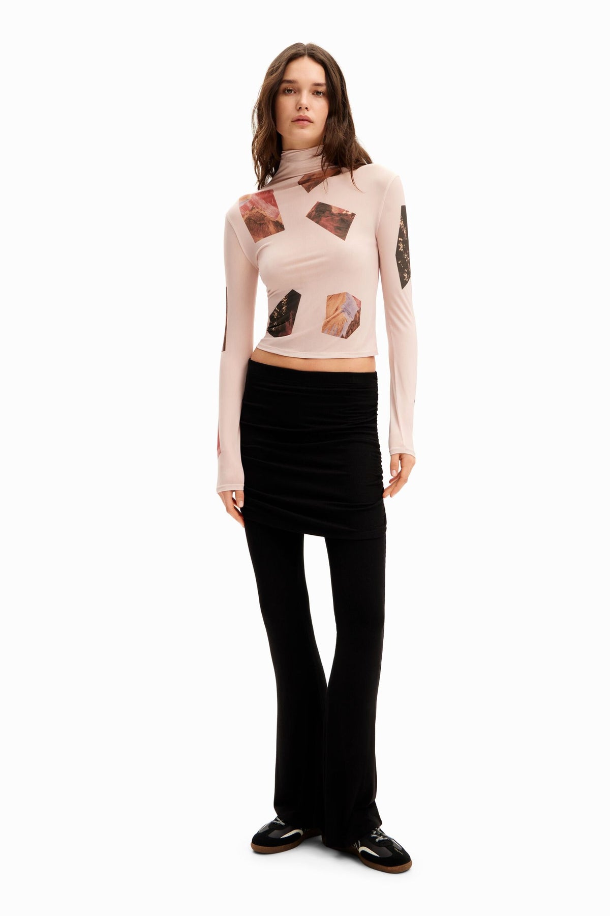 Desigual Slim High Neck Collage T-Shirt