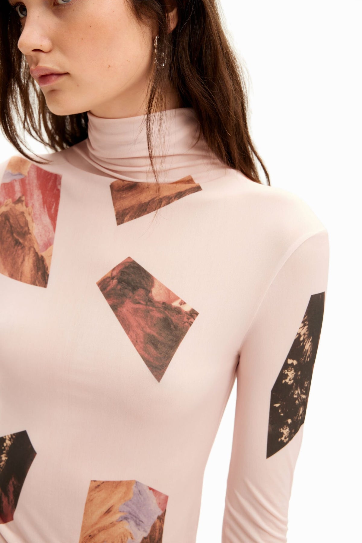 Desigual Slim High Neck Collage T-Shirt