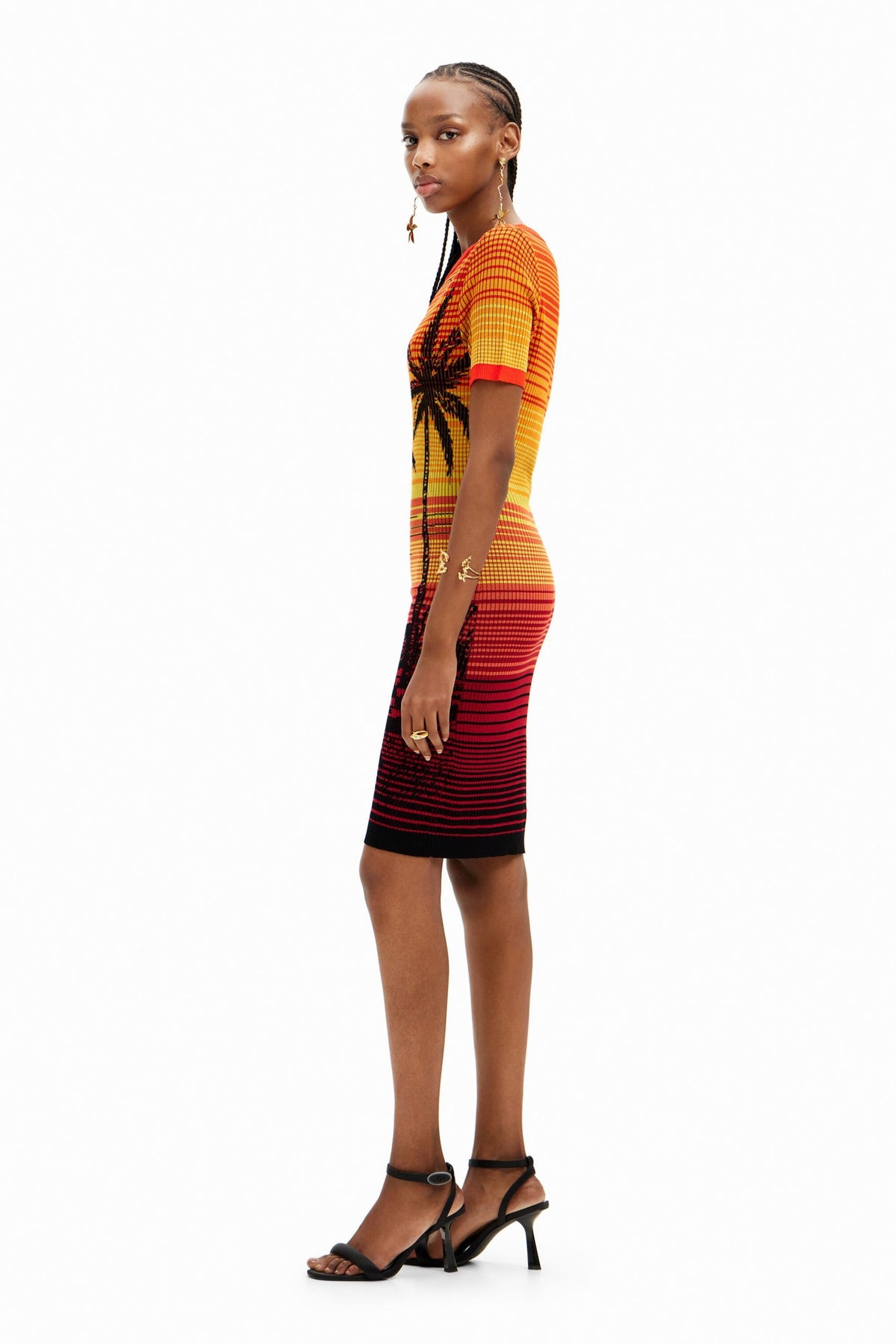 Desigual Short Knit Palm Tree Dress