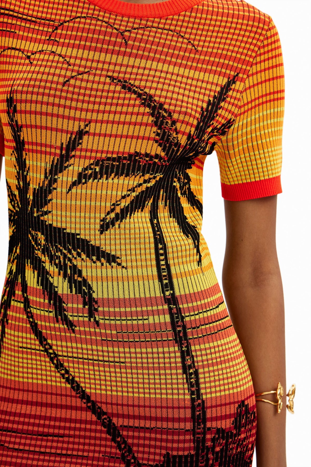 Desigual Short Knit Palm Tree Dress