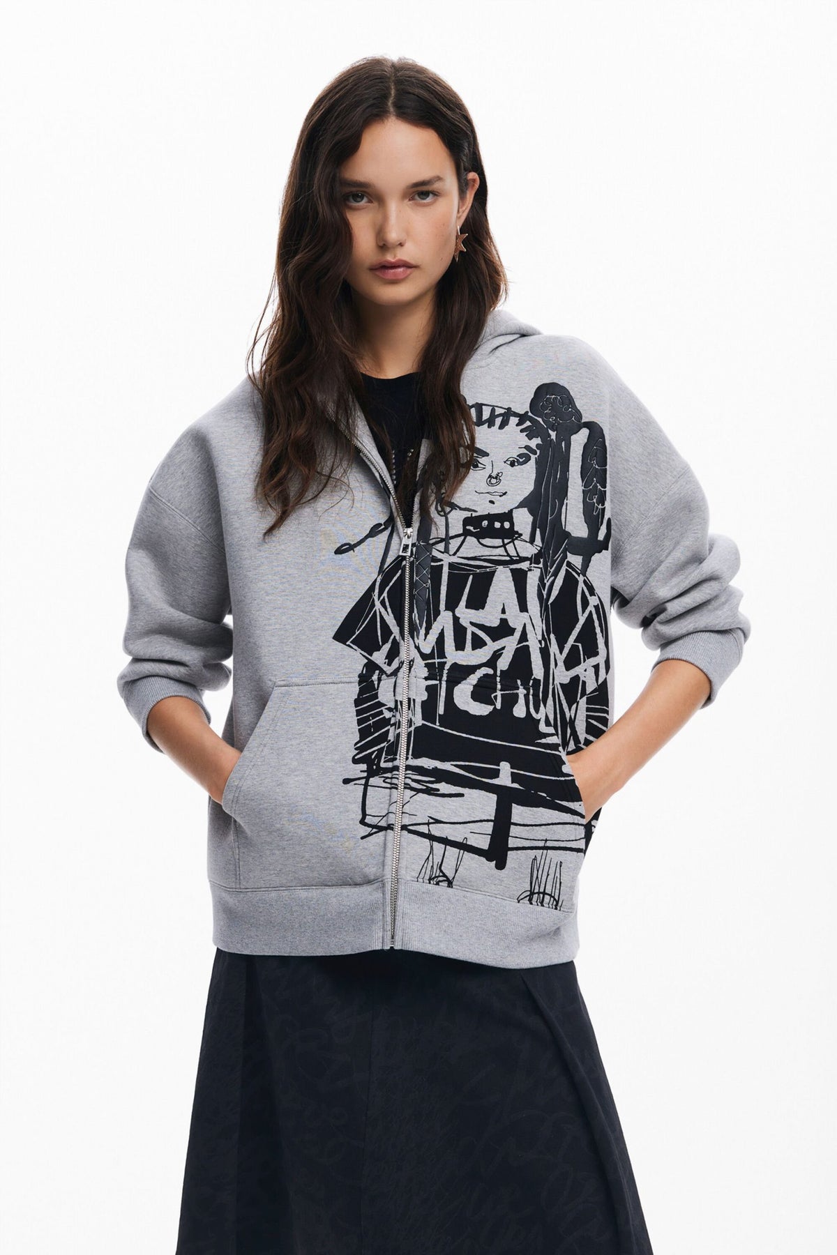 Desigual Printed Zipper Sweatshirt M. Christian Lacroix