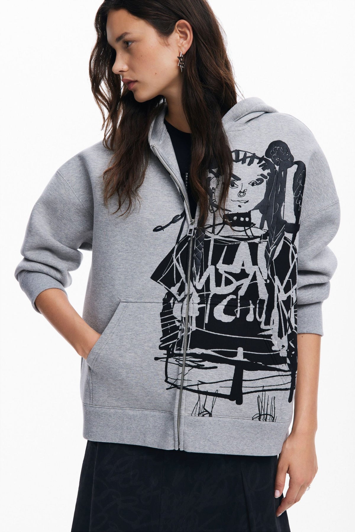 Desigual Printed Zipper Sweatshirt M. Christian Lacroix