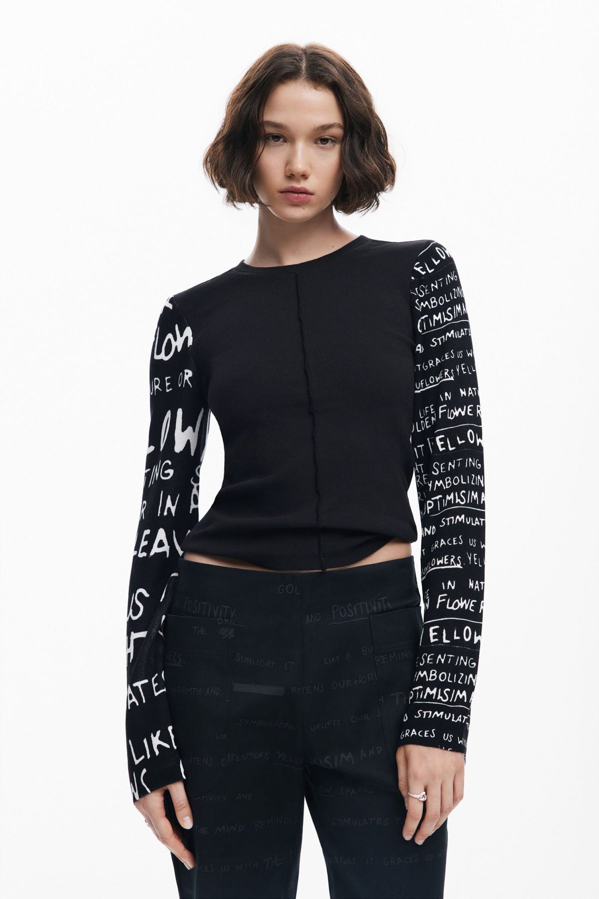 Desigual T-Shirt With Printed Sleeves