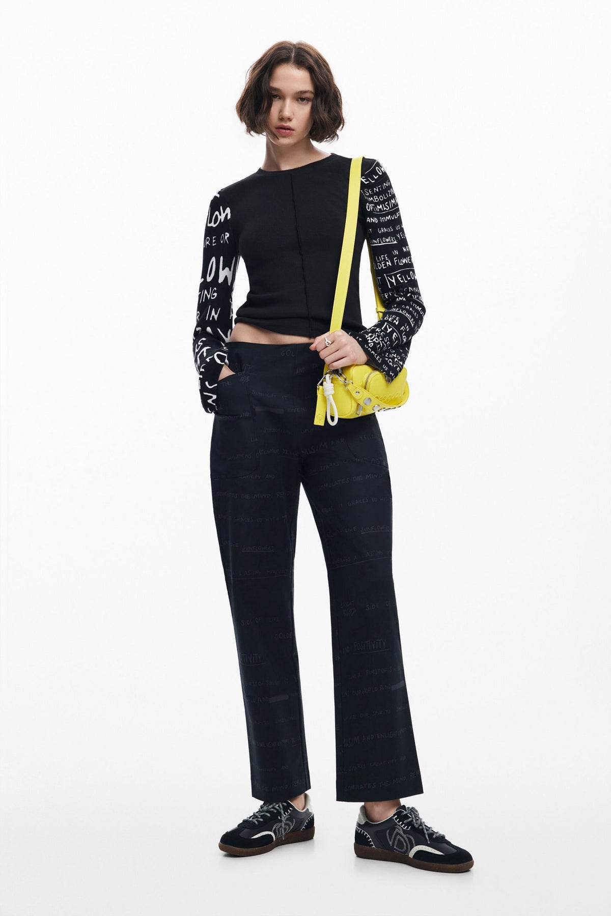 Desigual T-Shirt With Printed Sleeves