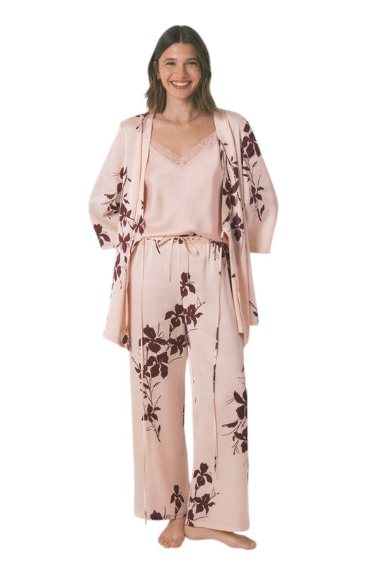 Women Secret 3-piece pink satin floral set