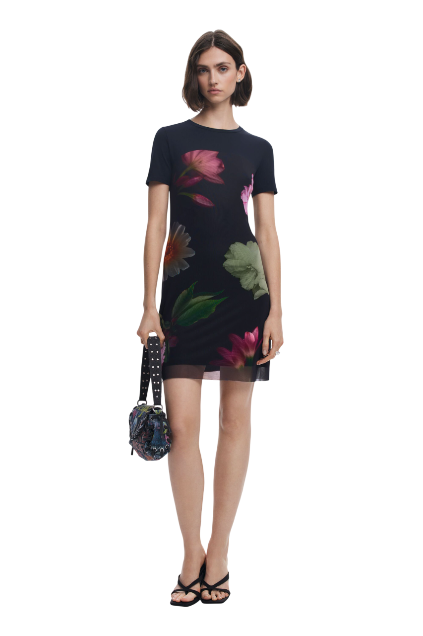 Desigual Short dress with combined flowers