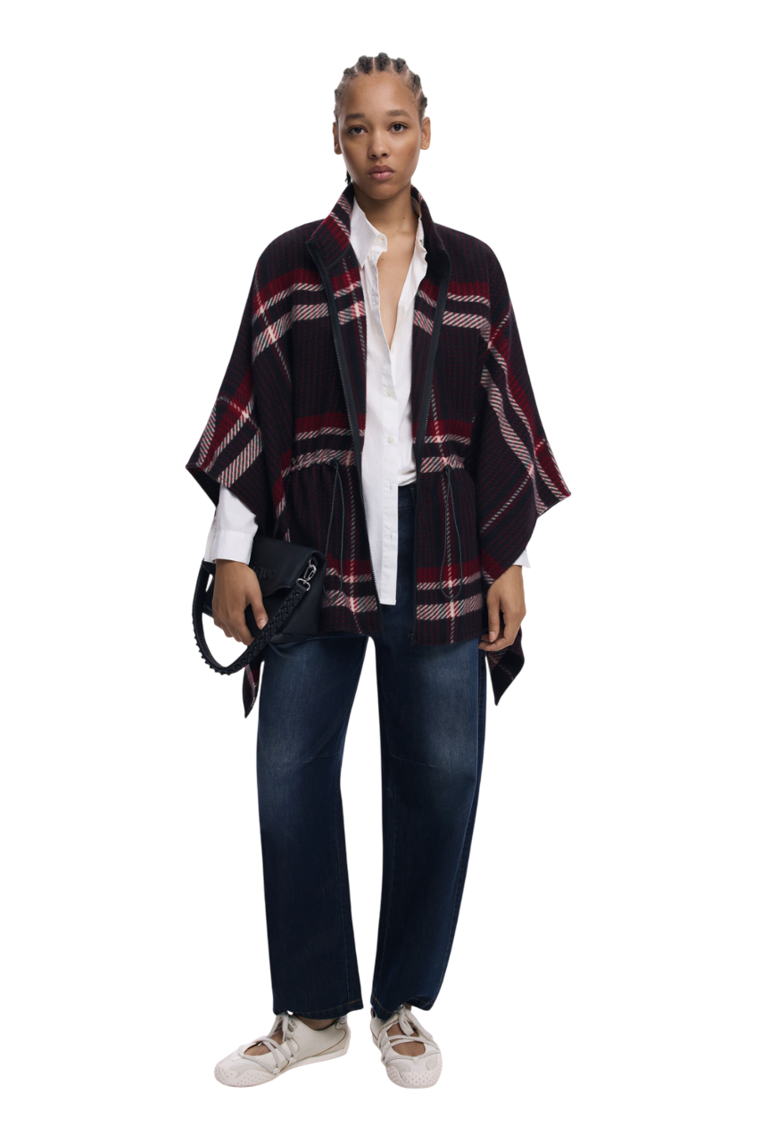 Desigual Tartan poncho