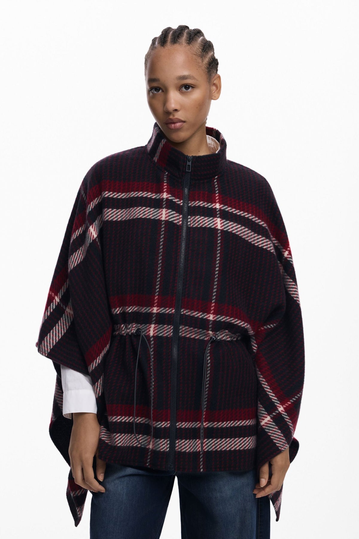 Desigual Tartan poncho