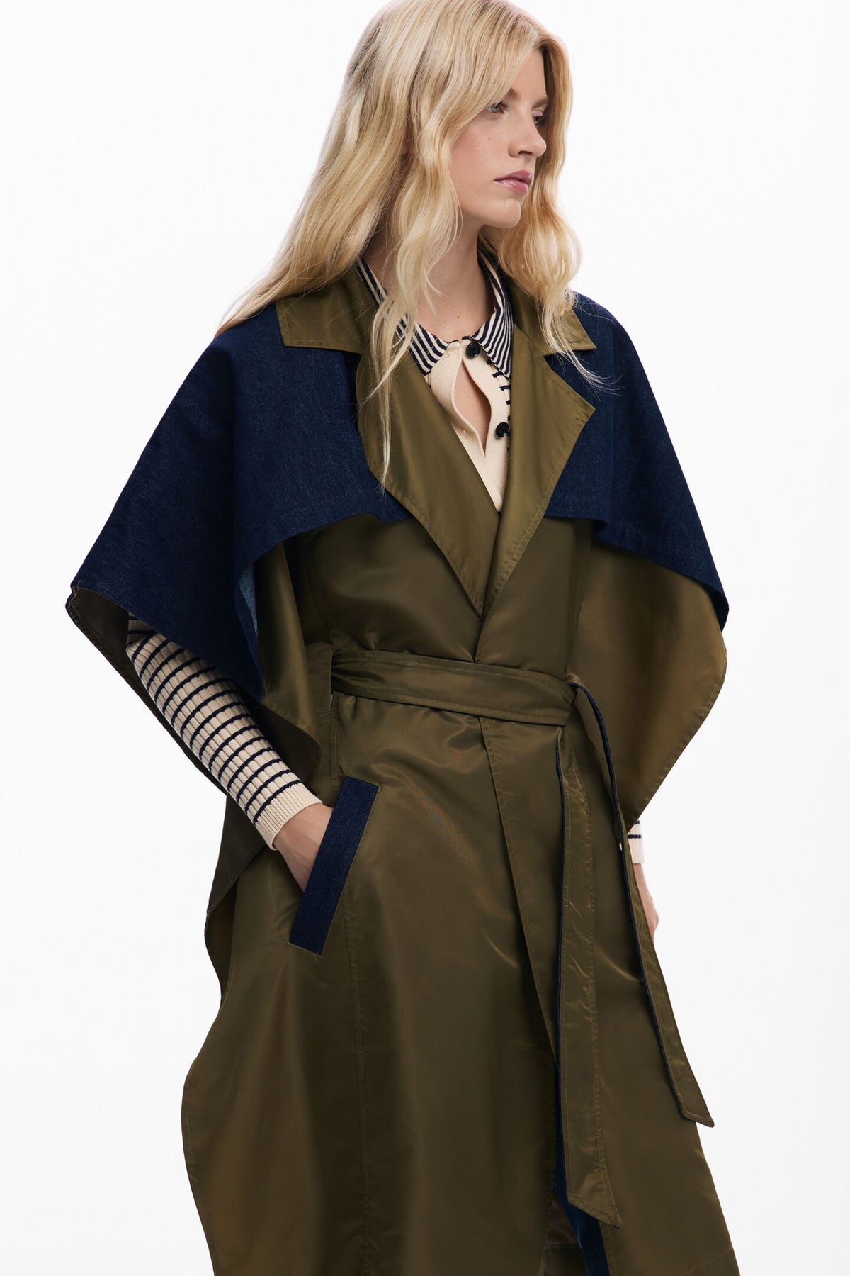 Desigual Bimaterial trench-style poncho