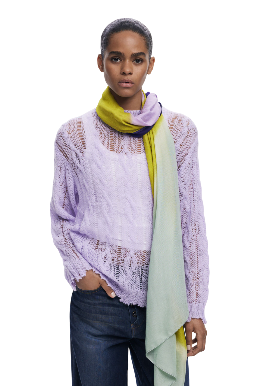 Desigual Rectangular scarf with diagonal stripes