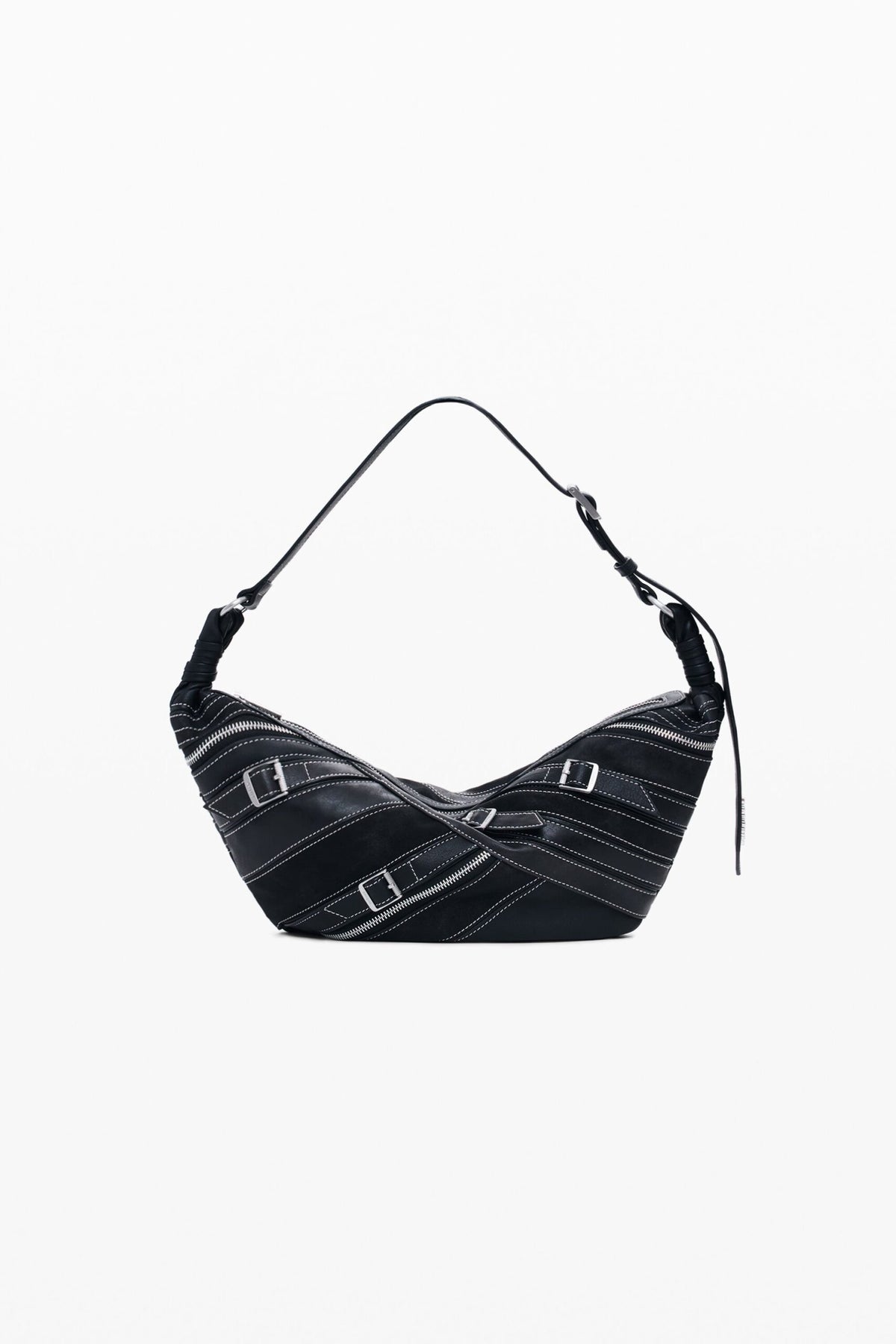 Desigual Small faux leather bag with buckles