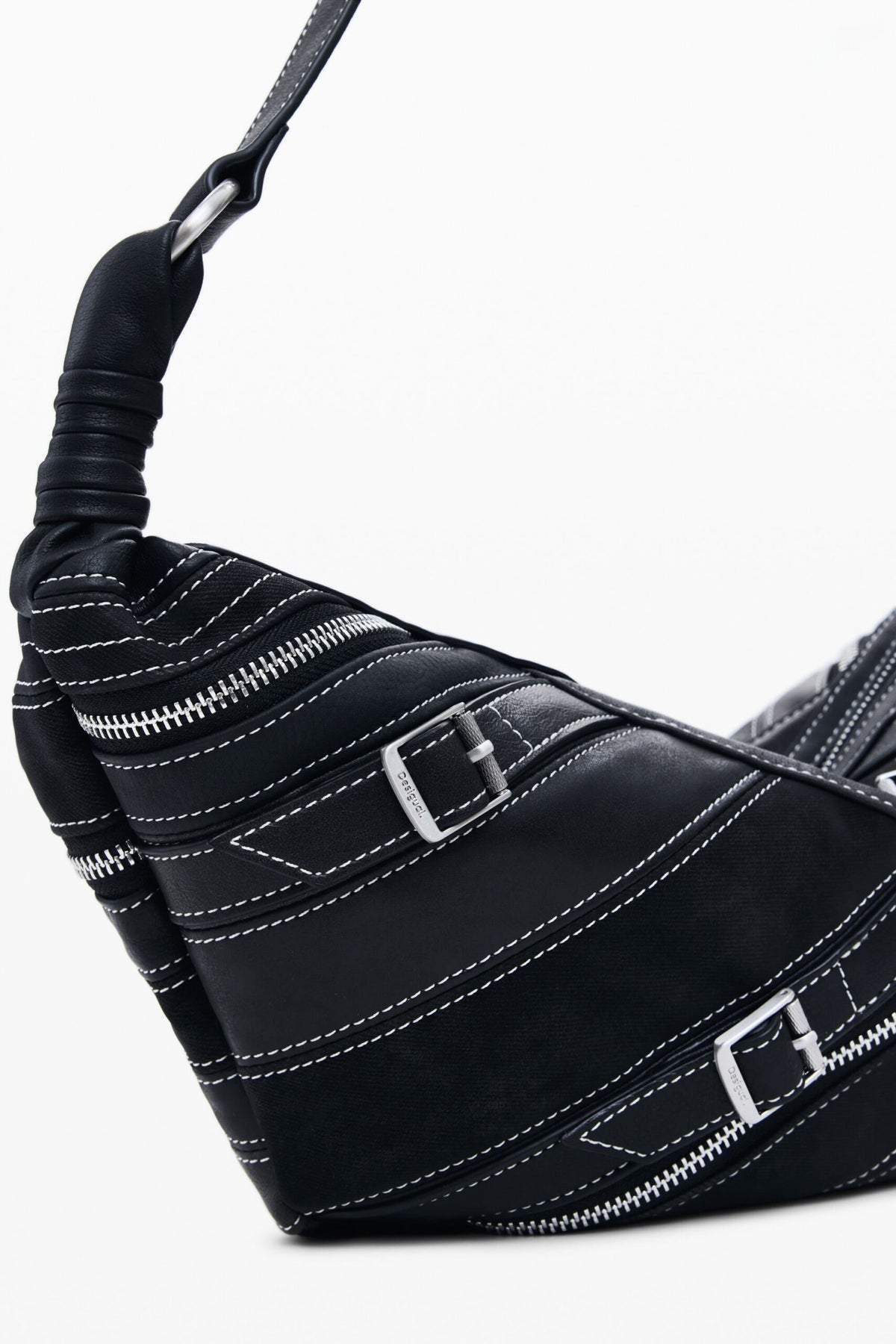 Desigual Small faux leather bag with buckles