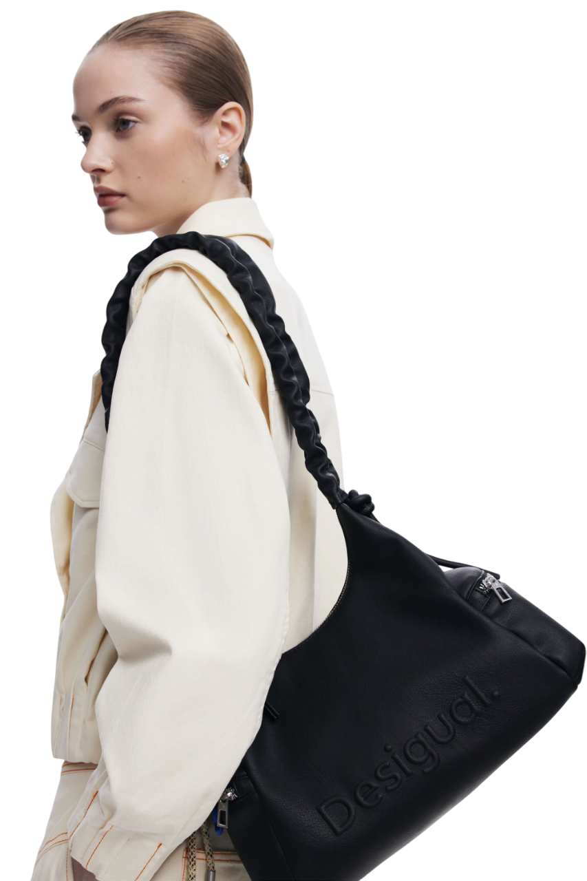 Desigual Medium 3D logo bag with ruched handle