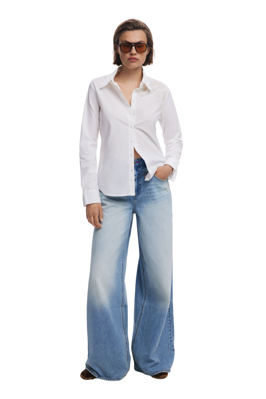 Desigual Plain shirt with embroidery
