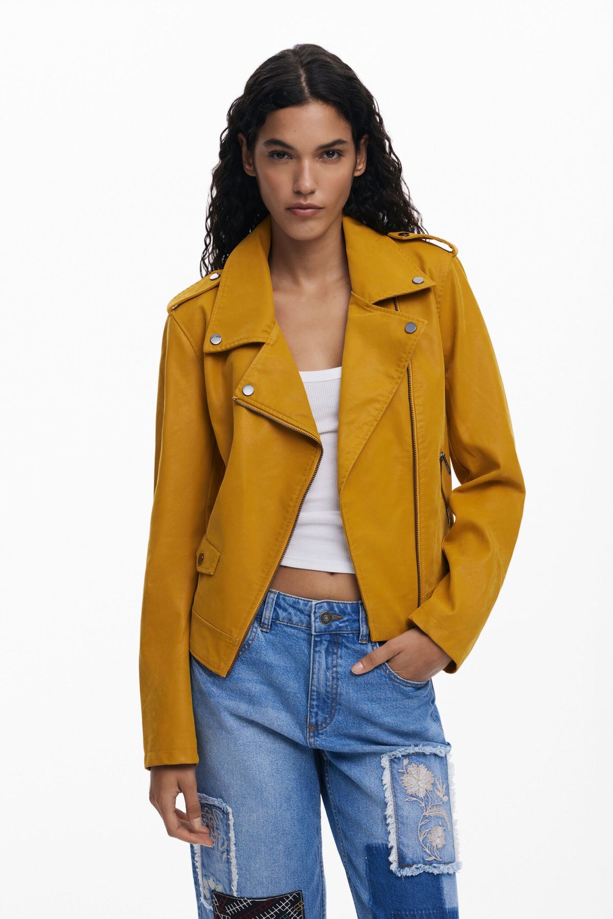 Desigual Cropped jeans with patches