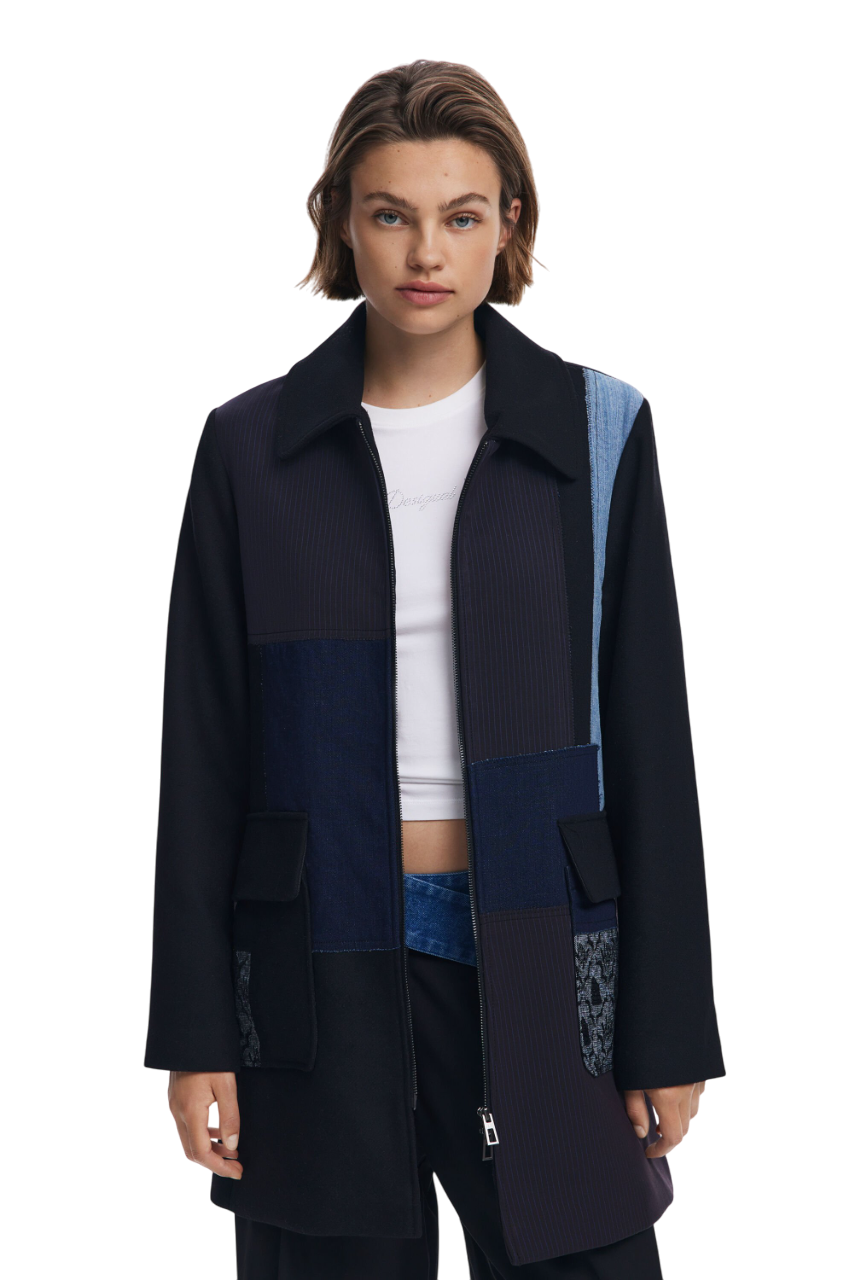 Desigual Straight patchwork coat