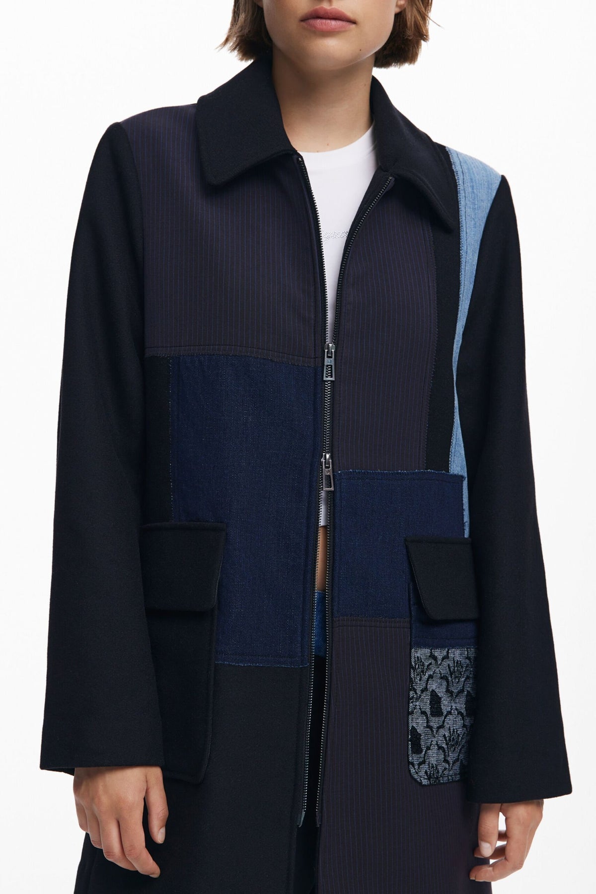 Desigual Straight patchwork coat
