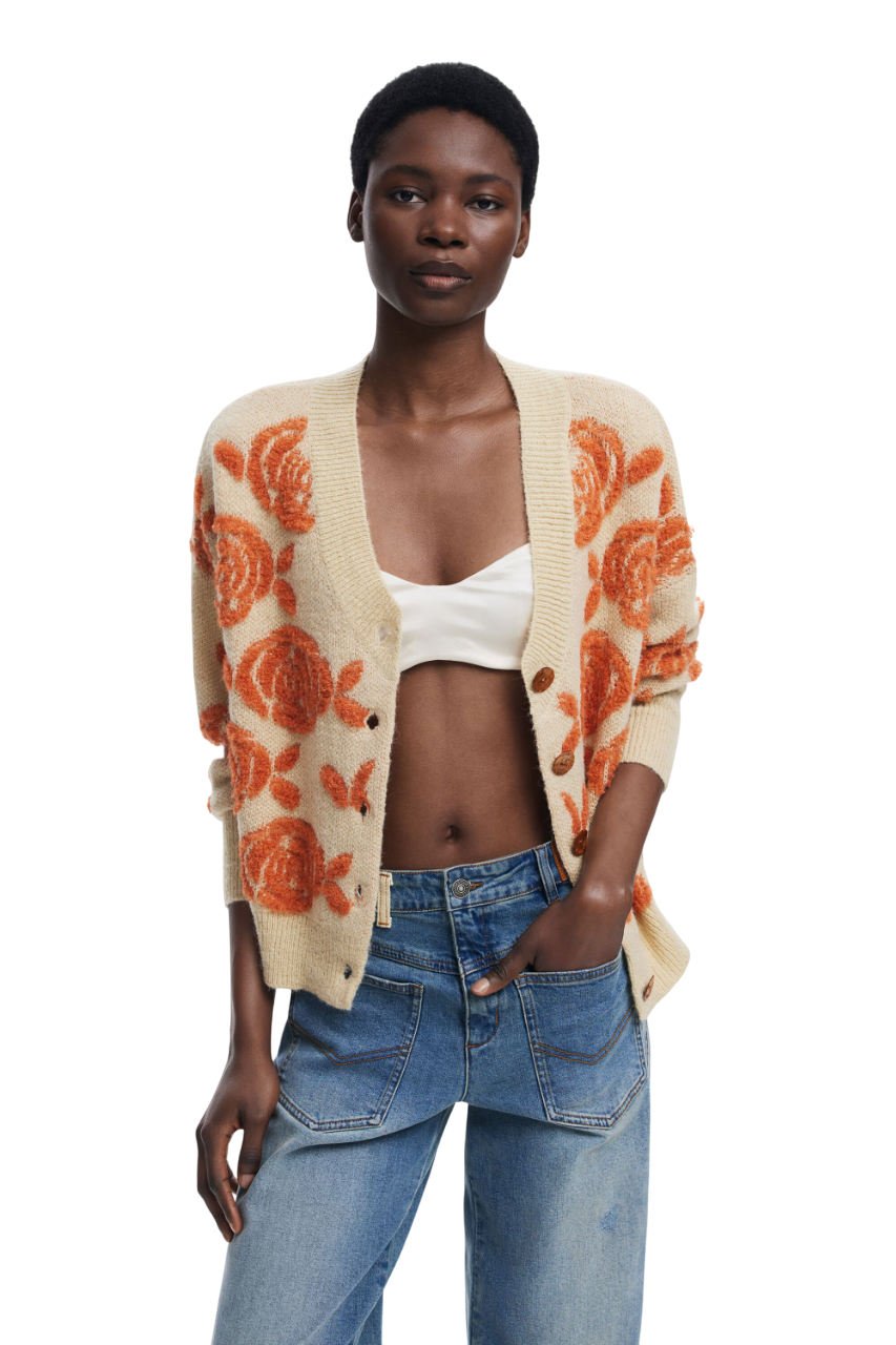 Desigual Pink button sweater