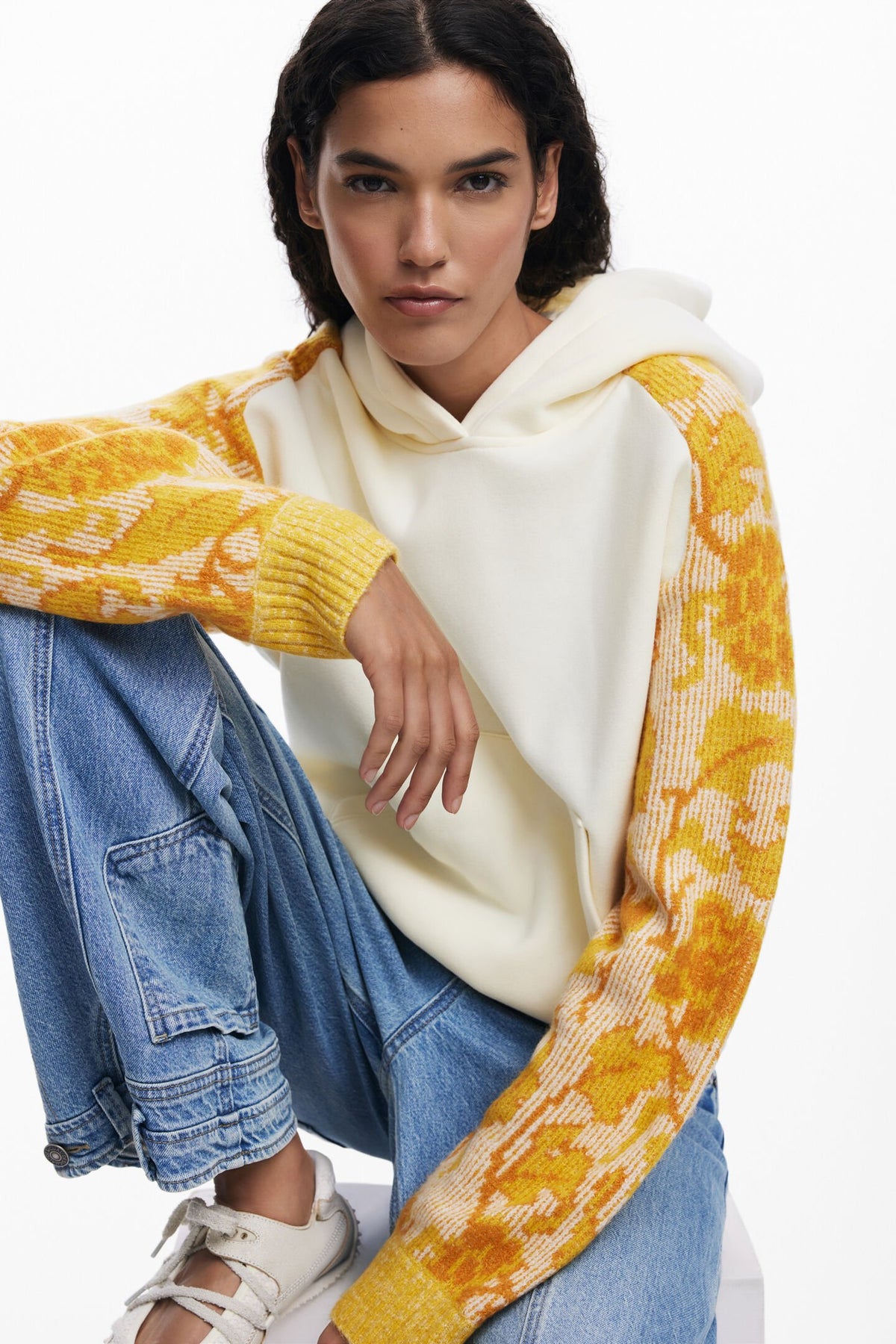 Desigual Jacquard sleeve sweatshirt