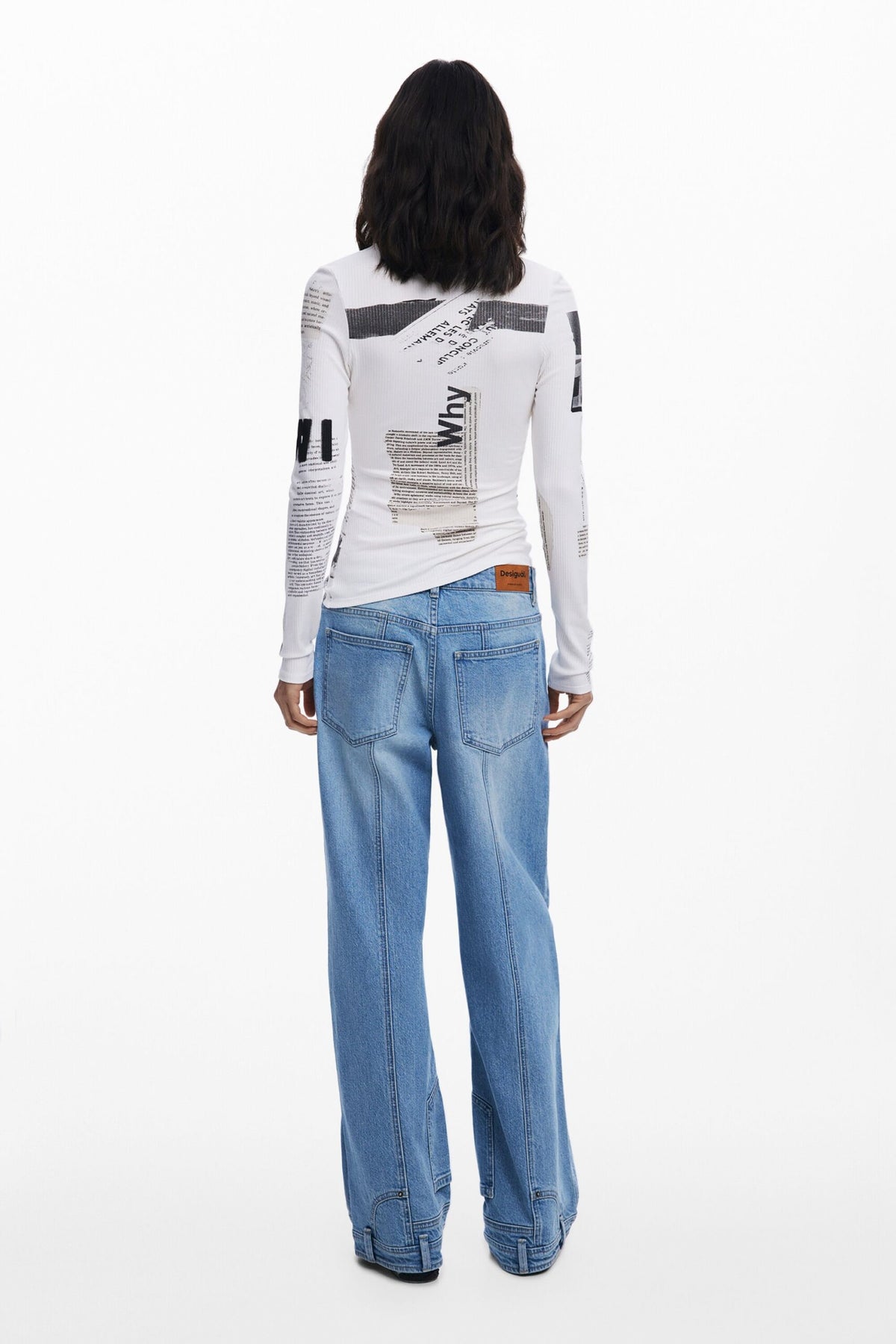 Desigual Ribbed newspaper T-shirt