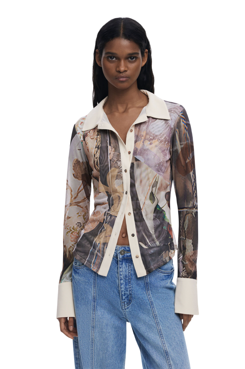 Desigual Chiffon cuff T-shirt