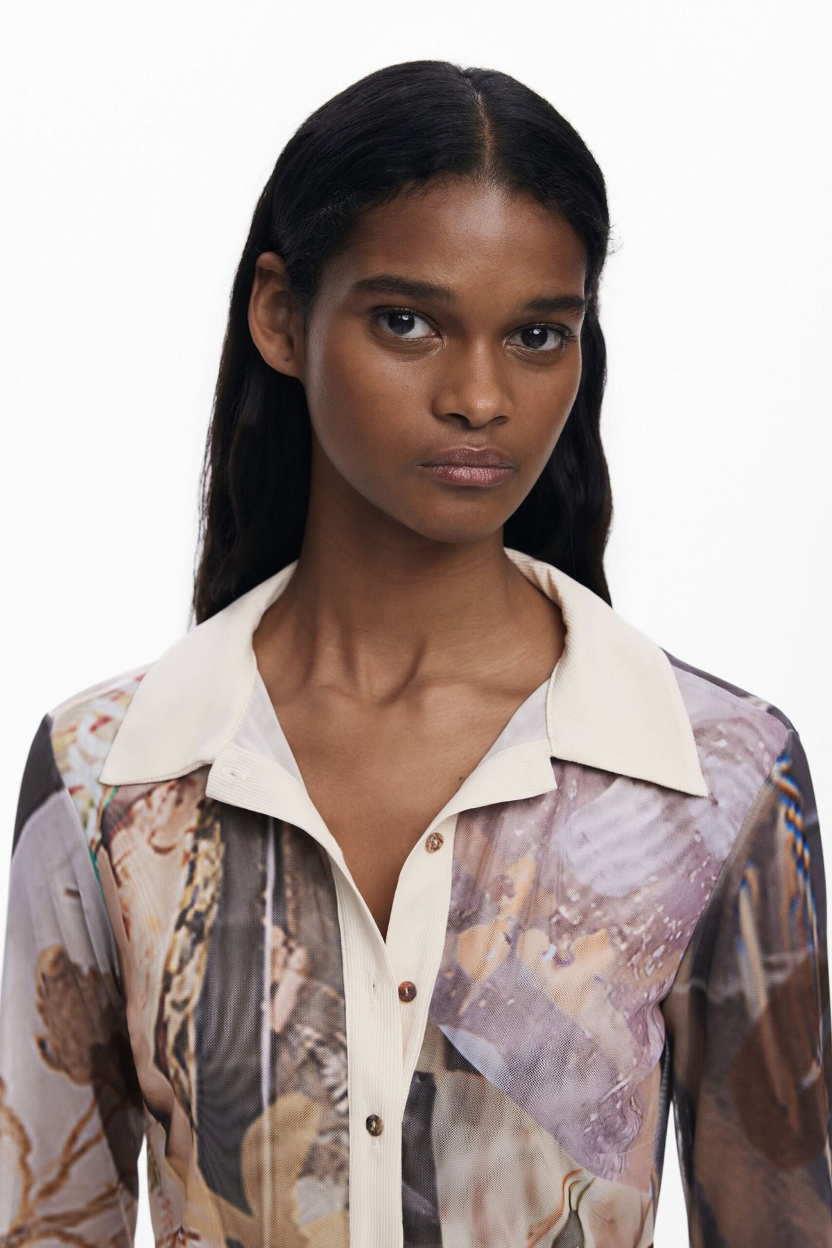 Desigual Chiffon cuff T-shirt