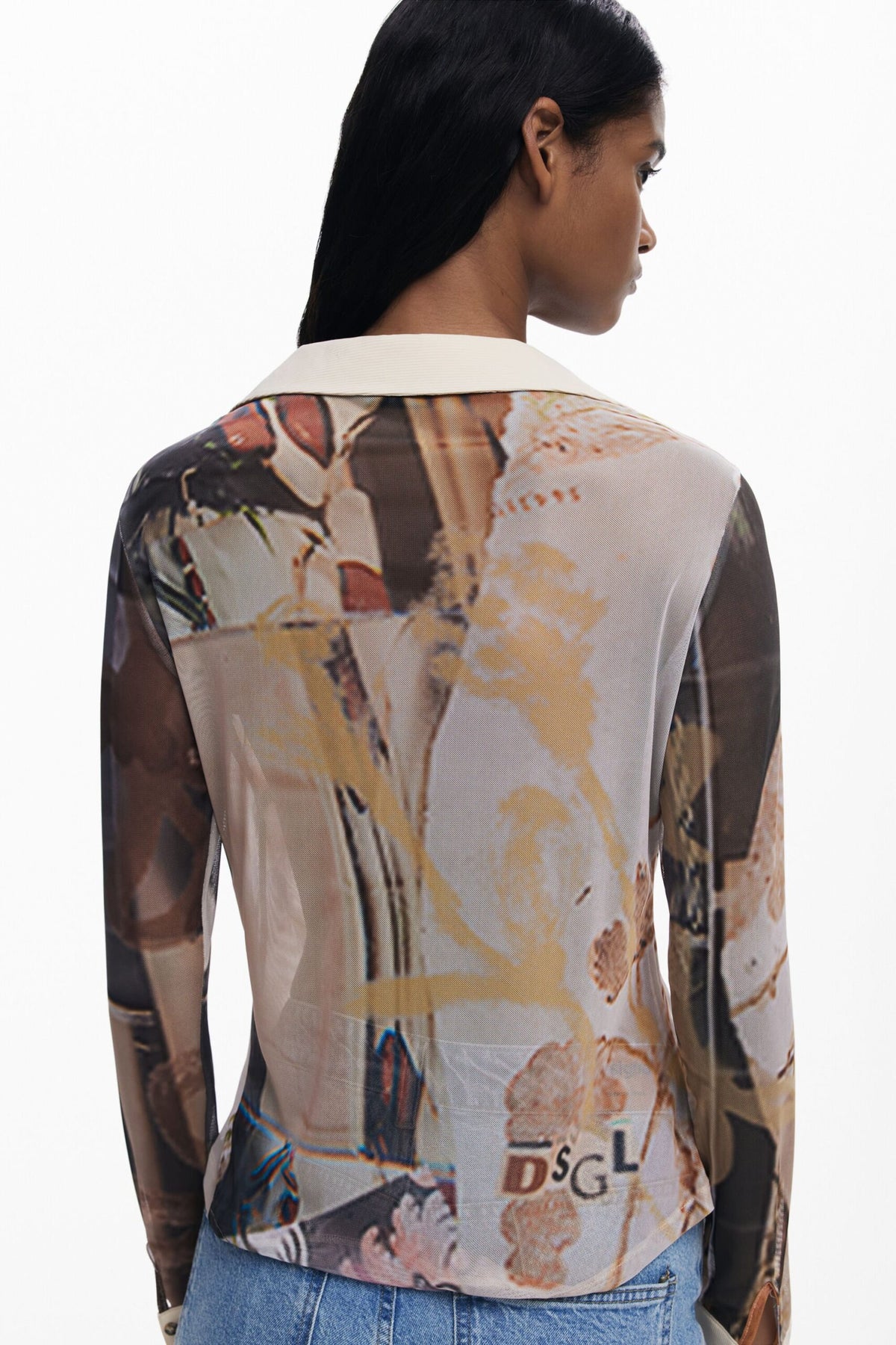 Desigual Chiffon cuff T-shirt