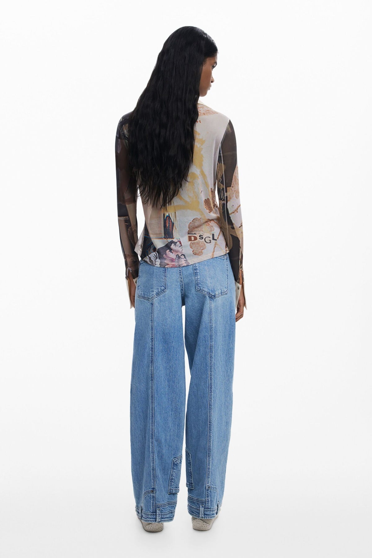 Desigual Chiffon cuff T-shirt