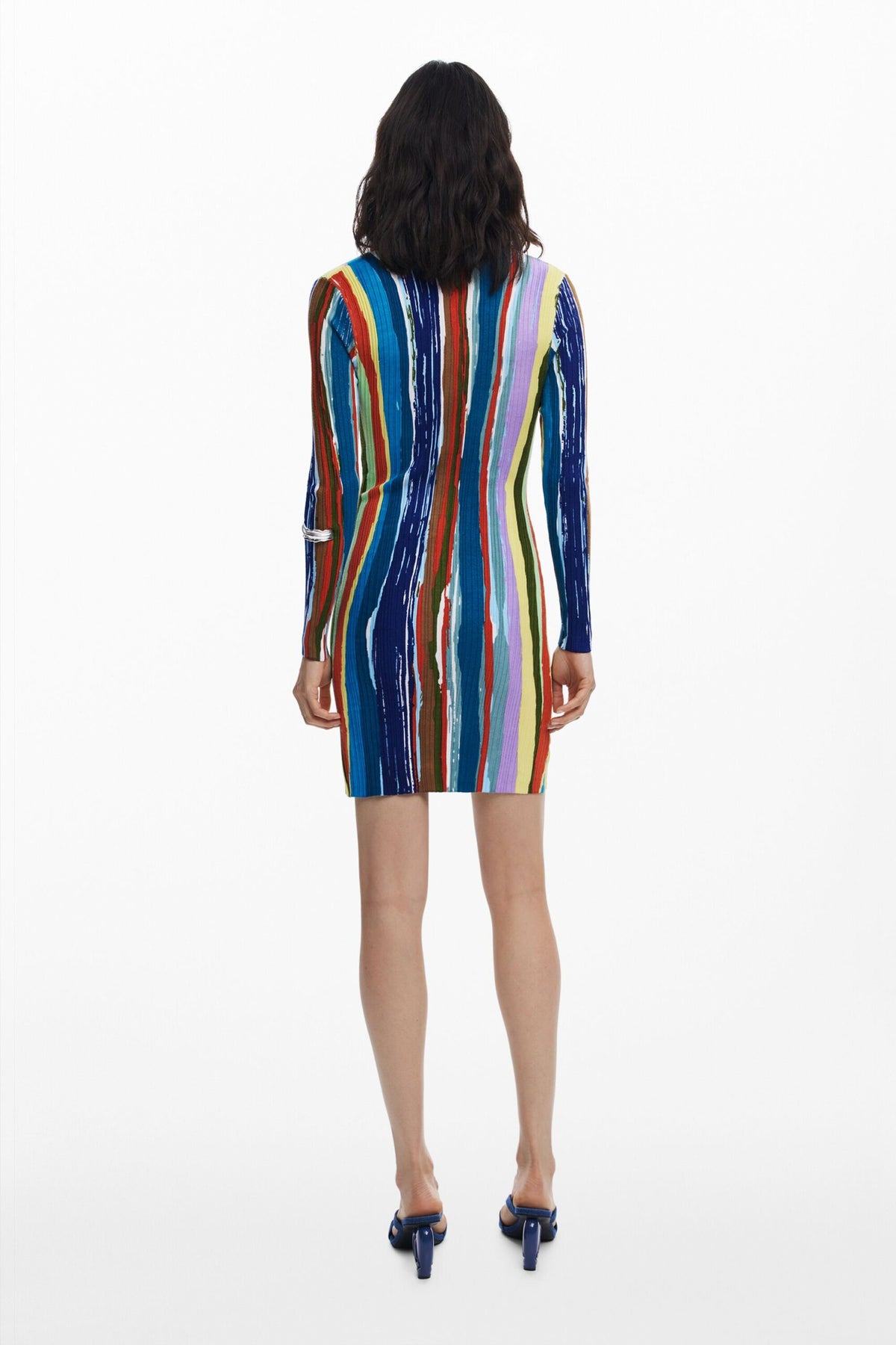 Desigual Ribbed dress with colored stripes