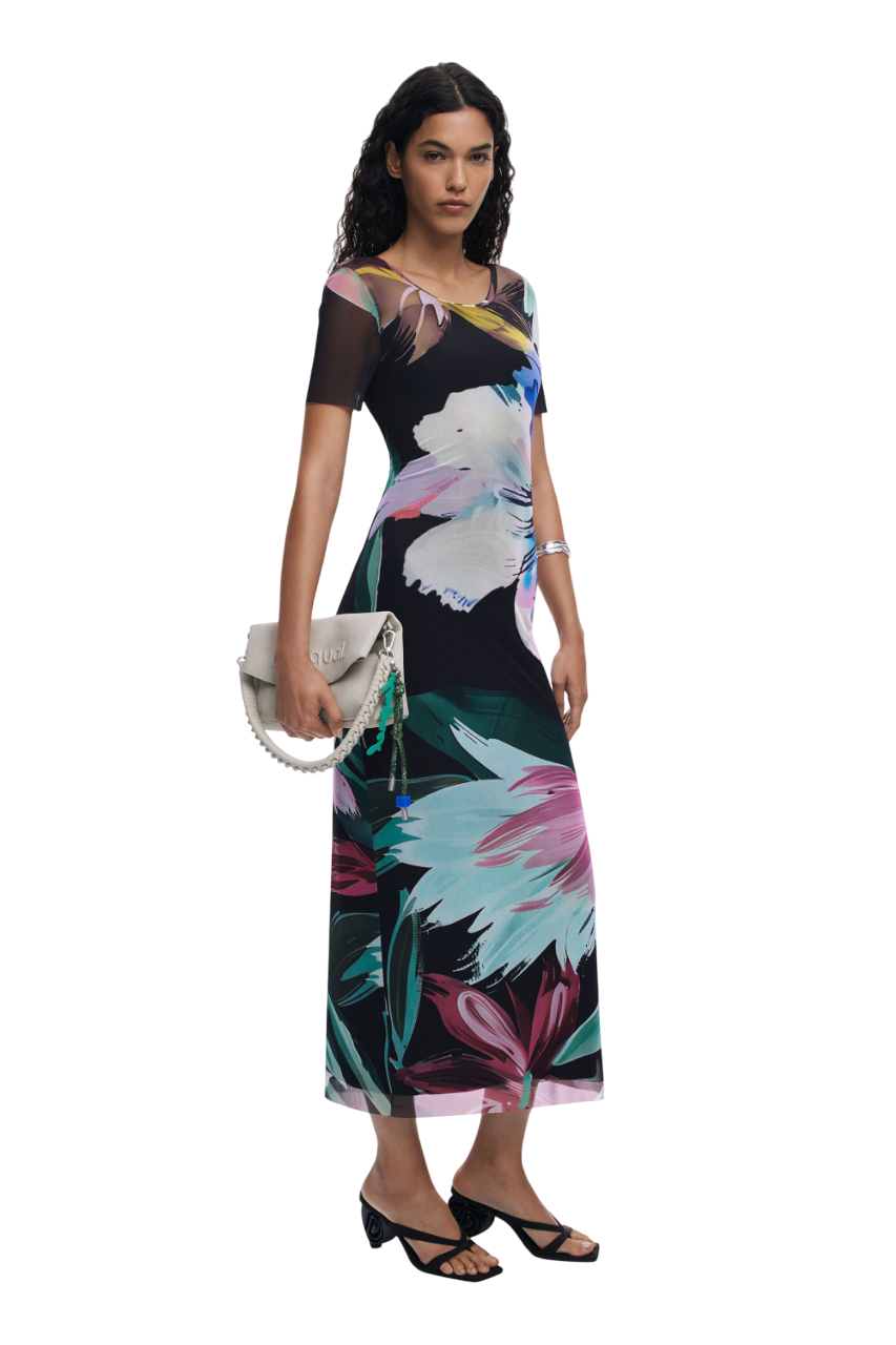 Desigual Watercolor floral fitted dress
