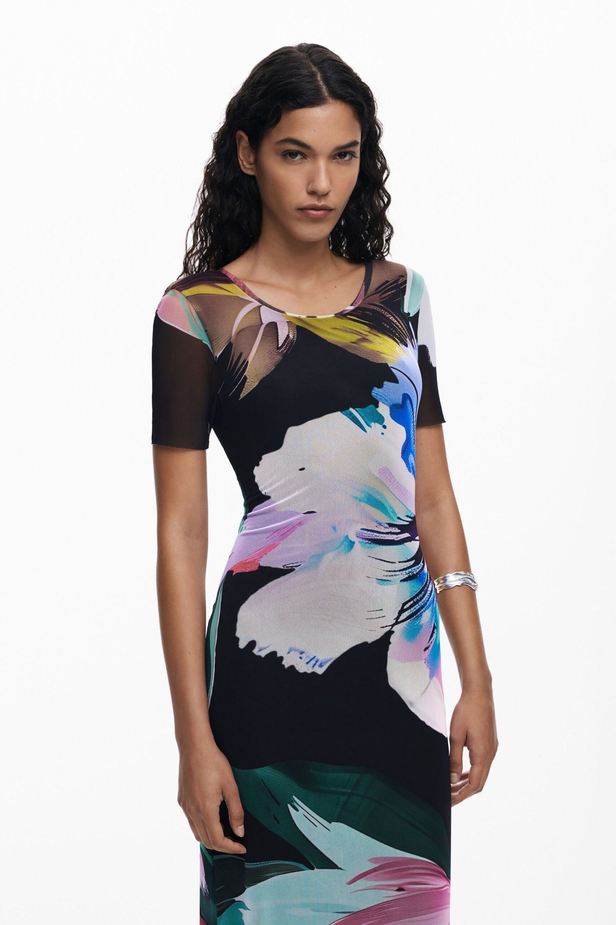 Desigual Watercolor floral fitted dress