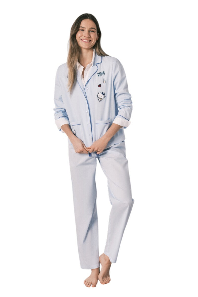 Women Secret Hello Kitty blue cotton shirt pajamas