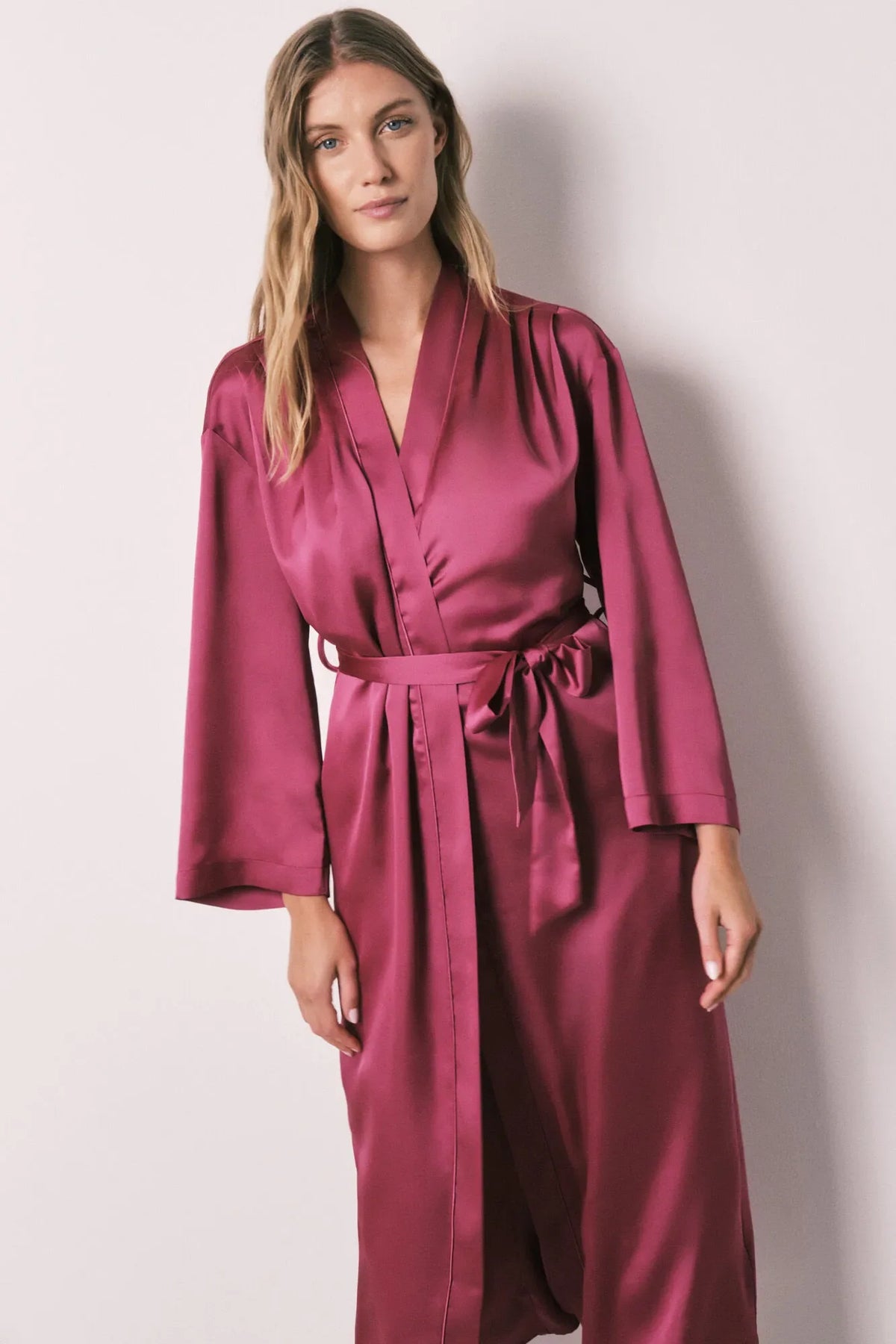 Women Secret Satin-Finish Long Ruffled Robe