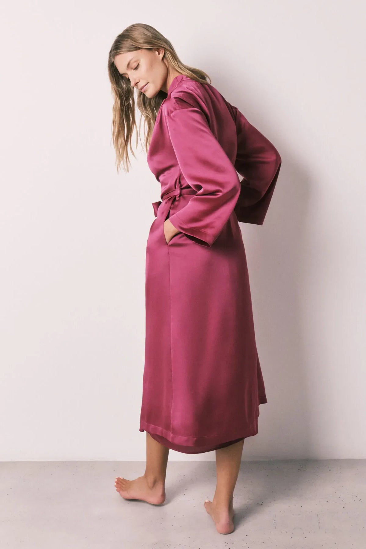 Women Secret Satin-Finish Long Ruffled Robe