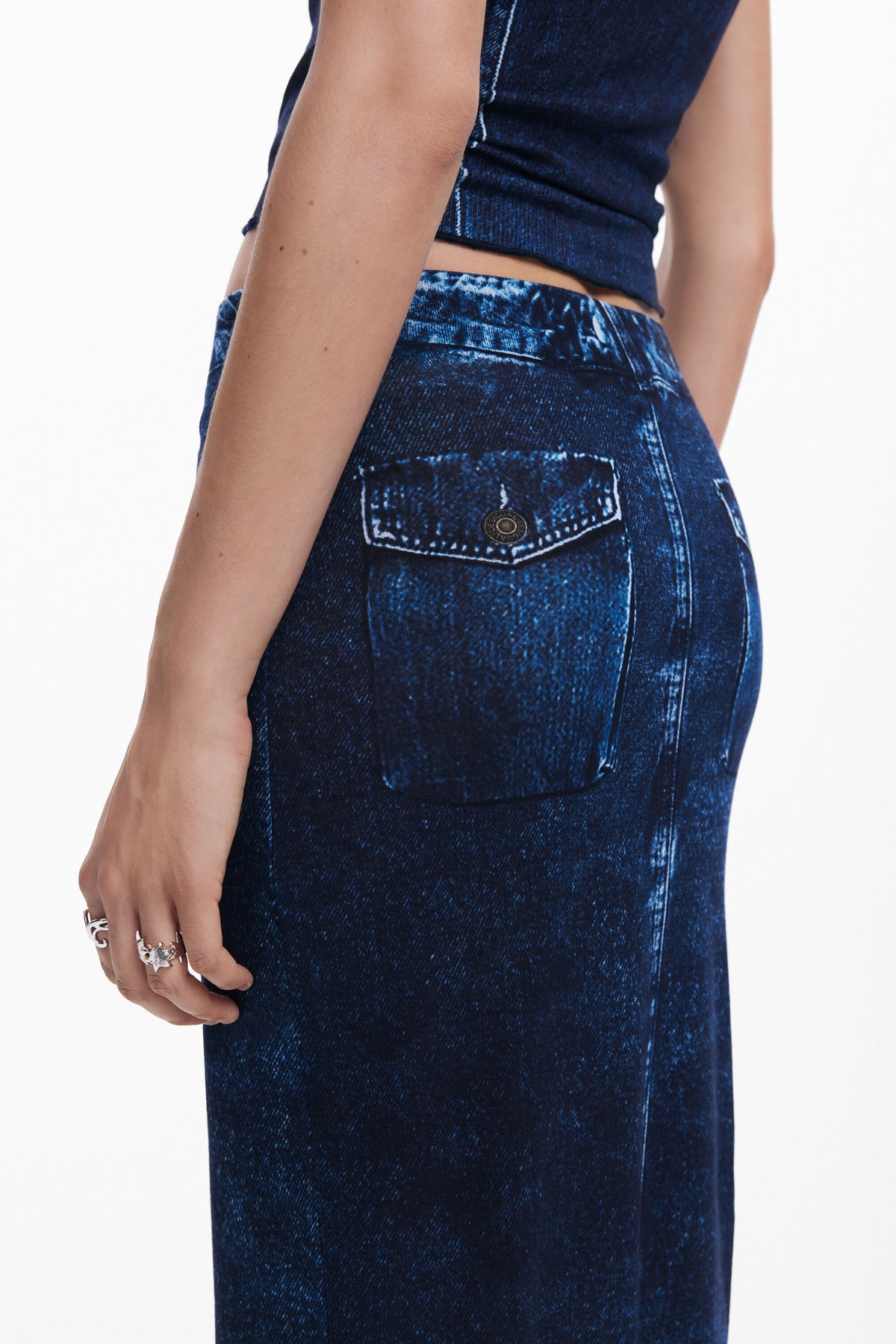 Desigual Denim-Effect Midi Skirt
