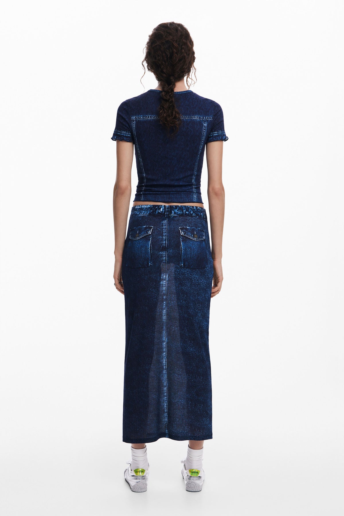 Desigual Denim-Effect Midi Skirt