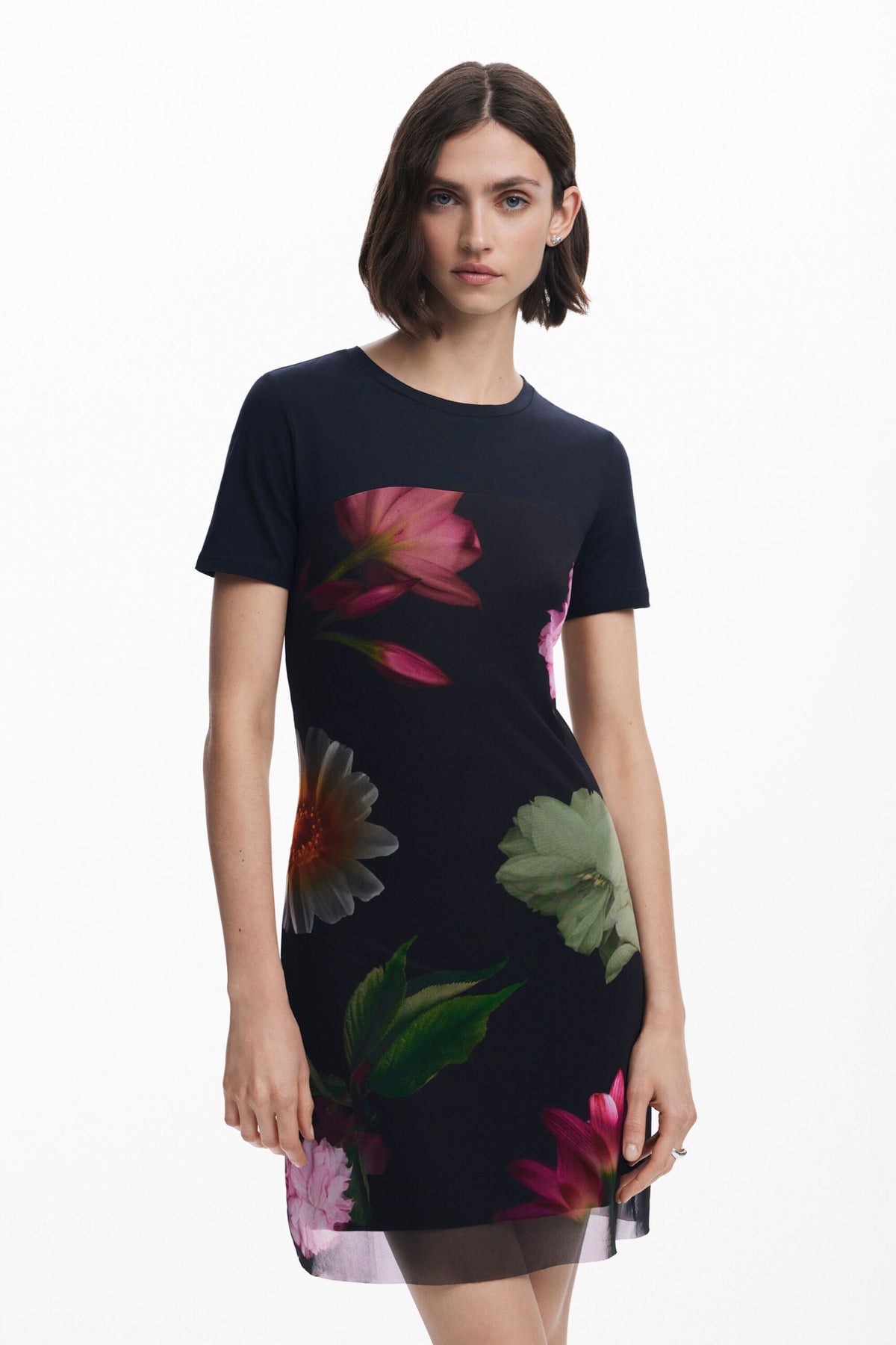 Desigual Short dress with combined flowers