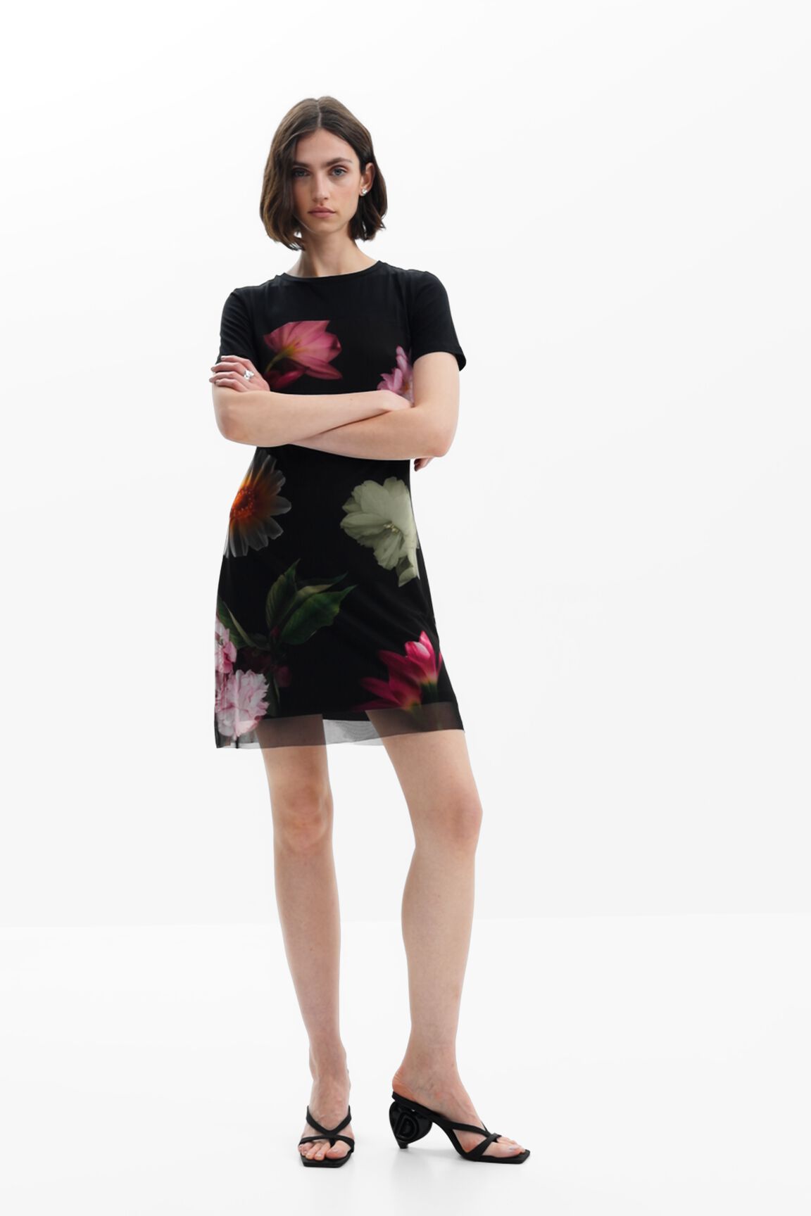Desigual Short dress with combined flowers