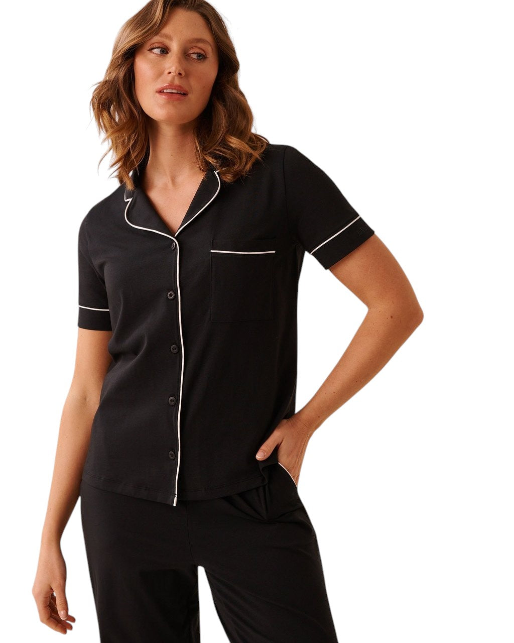 La vie en Rose Cotton Short Sleeve Button-down Shirt