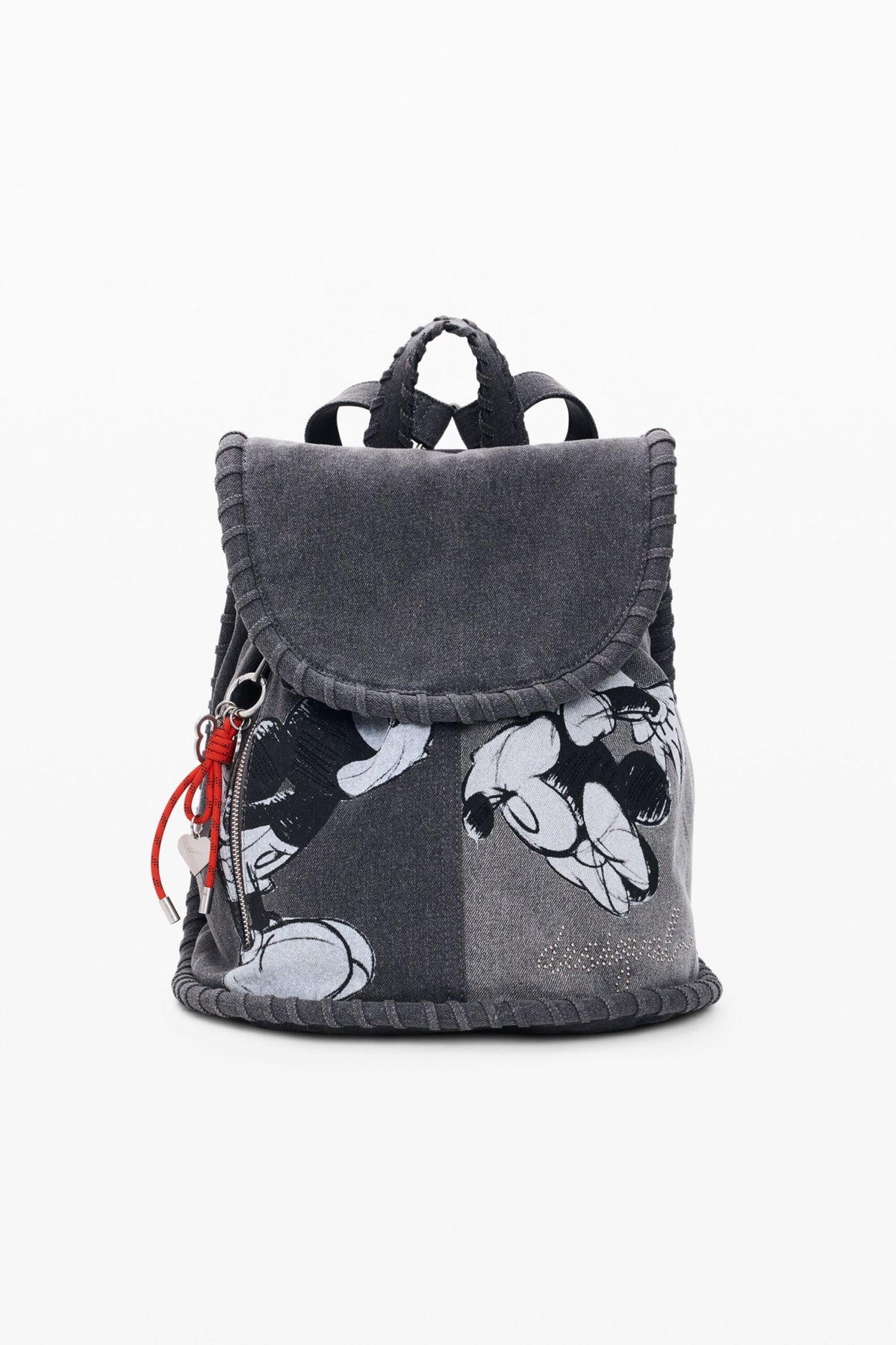 Desigual Medium backpack with denim fabric flap with Mickey Mous