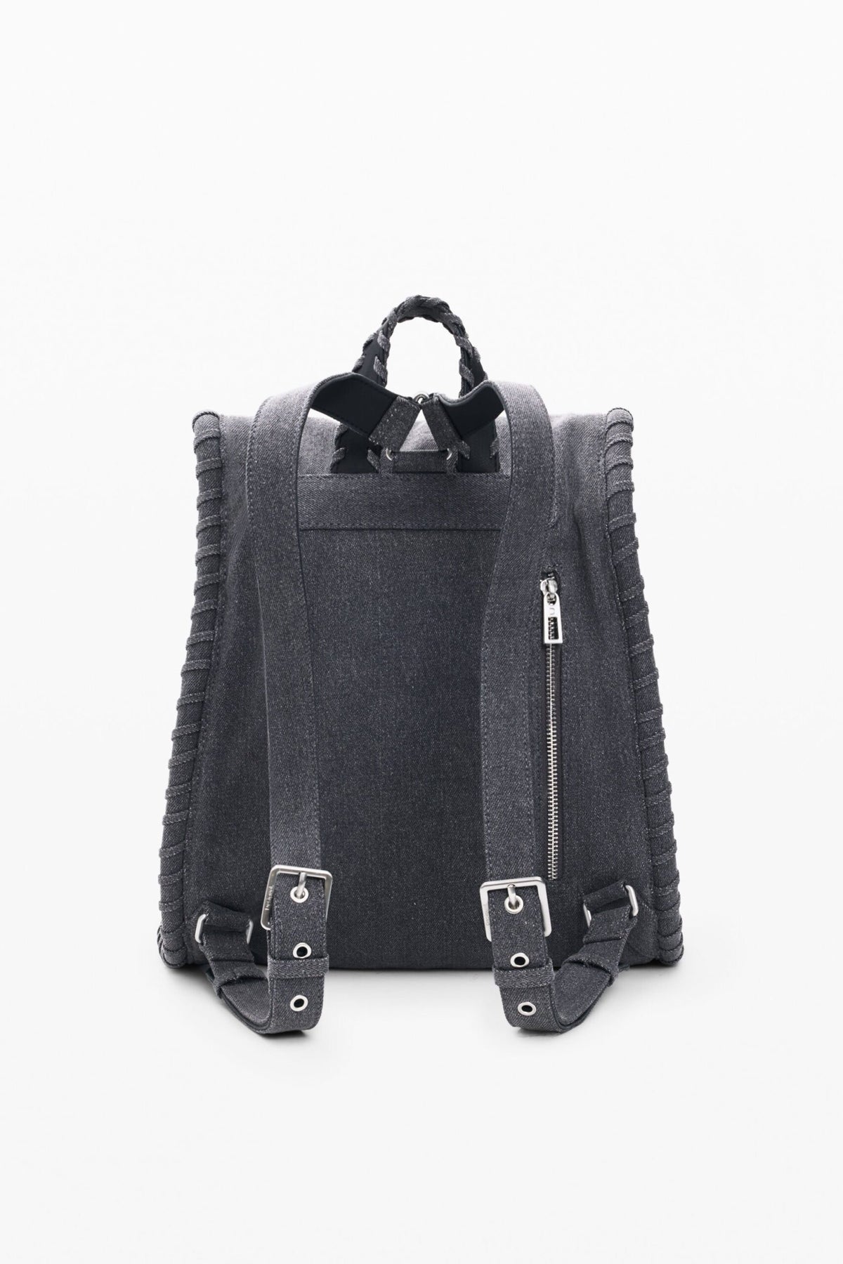 Desigual Medium backpack with denim fabric flap with Mickey Mous