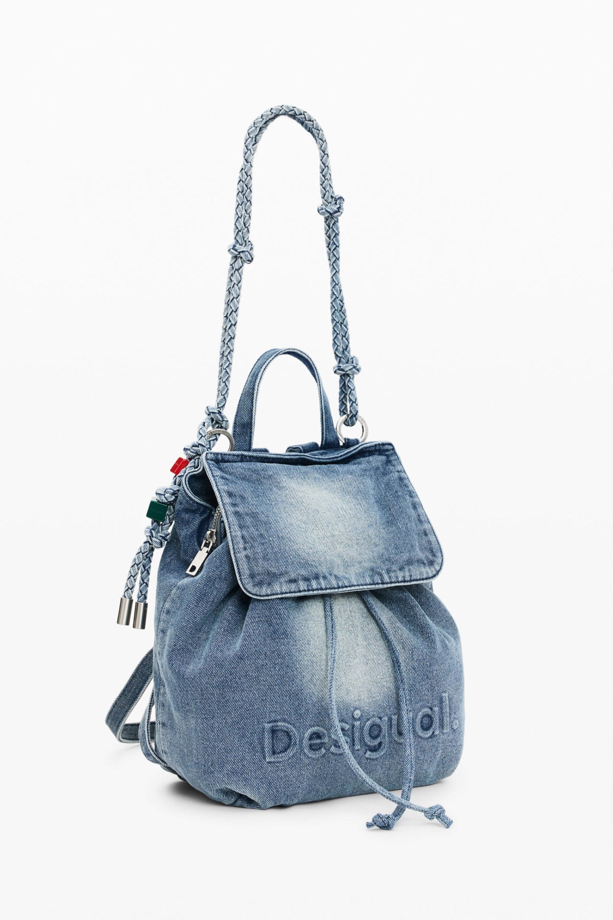 Desigual Small backpack with flap, in denim fabric