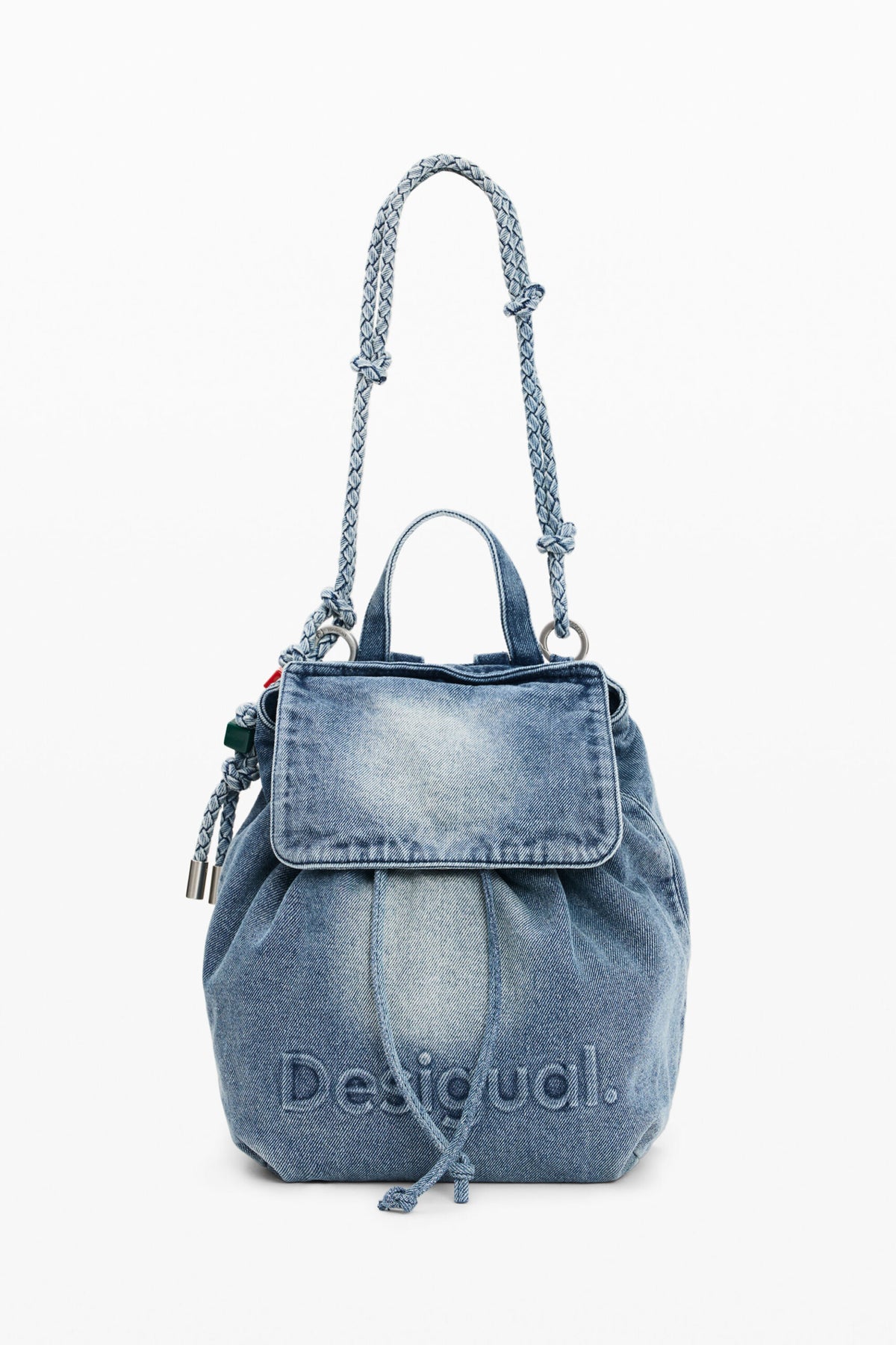 Desigual Small backpack with flap, in denim fabric