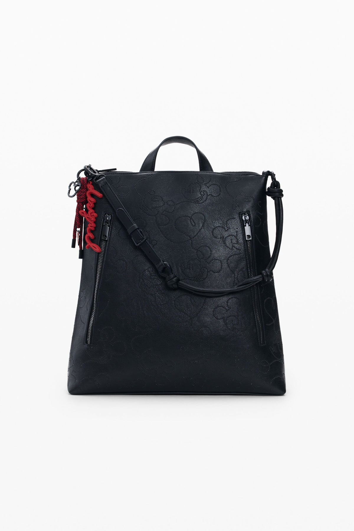 Desigual Medium backpack with metallic appliqués of Mickey Mouse™ silhouettes, two front zip pockets