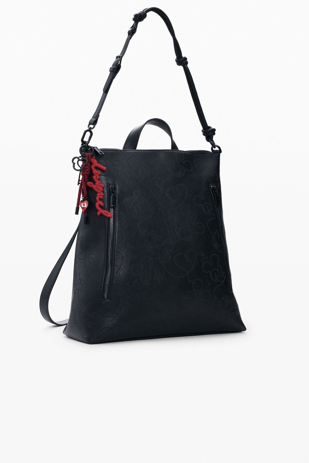 Desigual Medium backpack with metallic appliqués of Mickey Mouse™ silhouettes, two front zip pockets